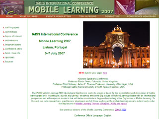 Internetseite der IADIS Mobile Learning Konferenz 2007