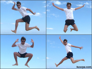 Fun jumping on the beach in Sardinia